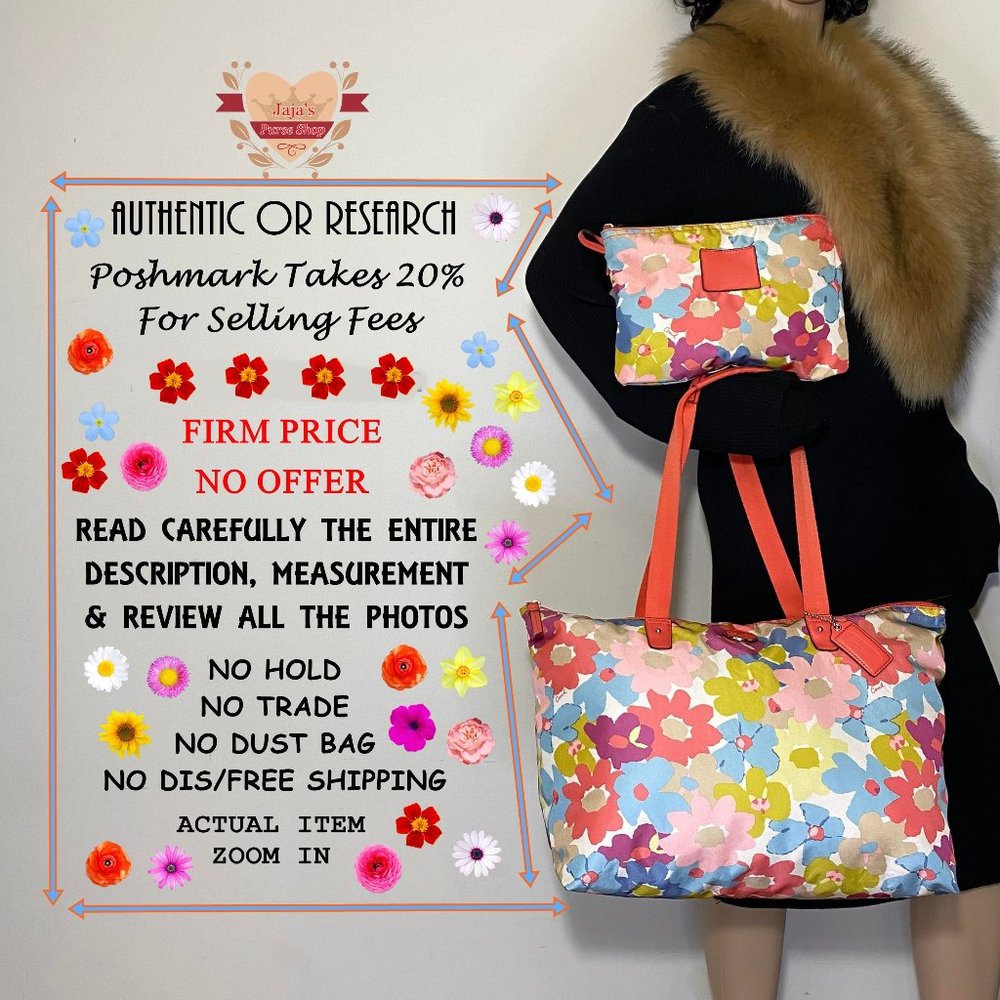 ❤️❤️❤️❤️SOLD❤️❤️❤️❤️Coach Floral Fabric-Nylon Bag & Snap Pouch🧡 - Picture 17 of 17